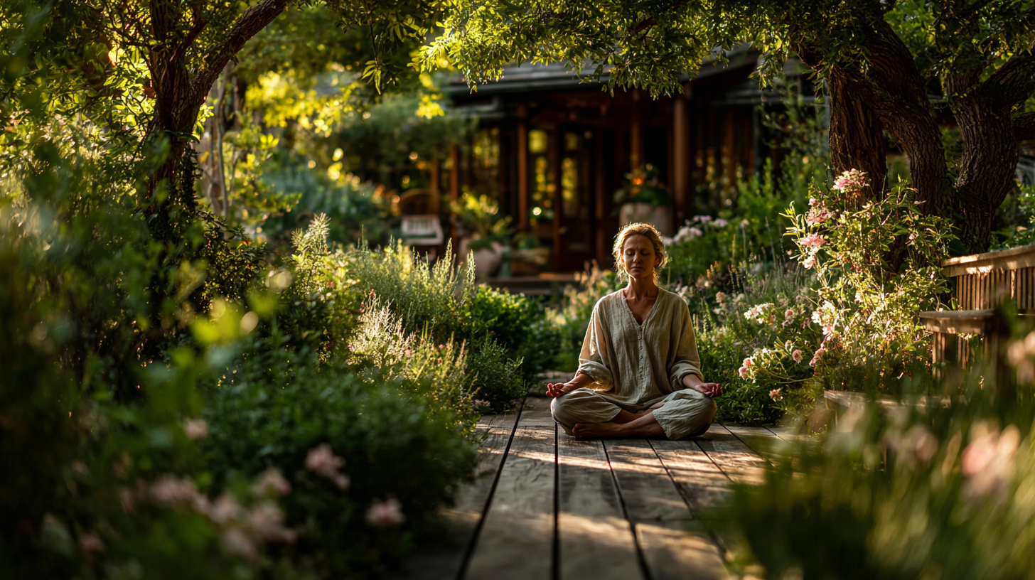 Група людей старшого віку виконує вправи йоги на природі